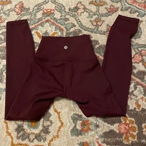 Maroon Lululemon Leggings size 0 25”